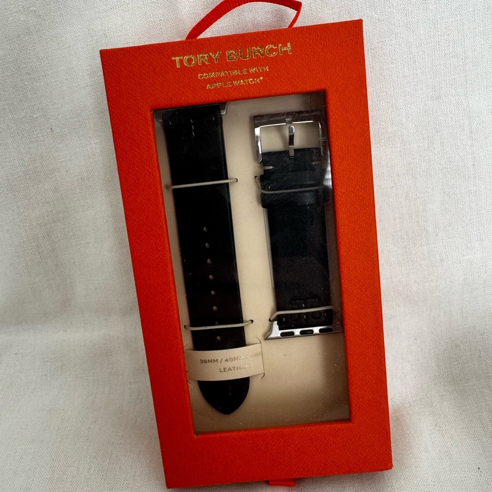 Tory Burch Black Leather Watch Band